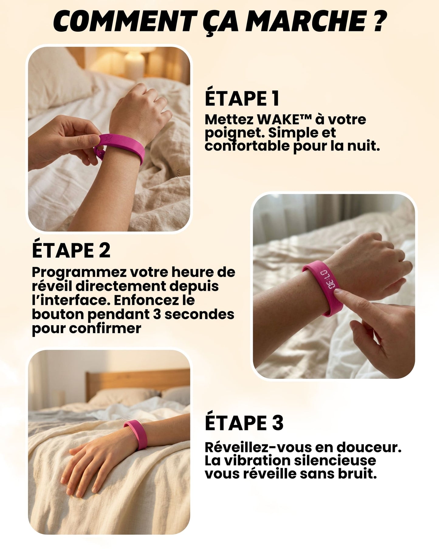 RiseBand™ Bracelet Réveil Vibrant Silencieux