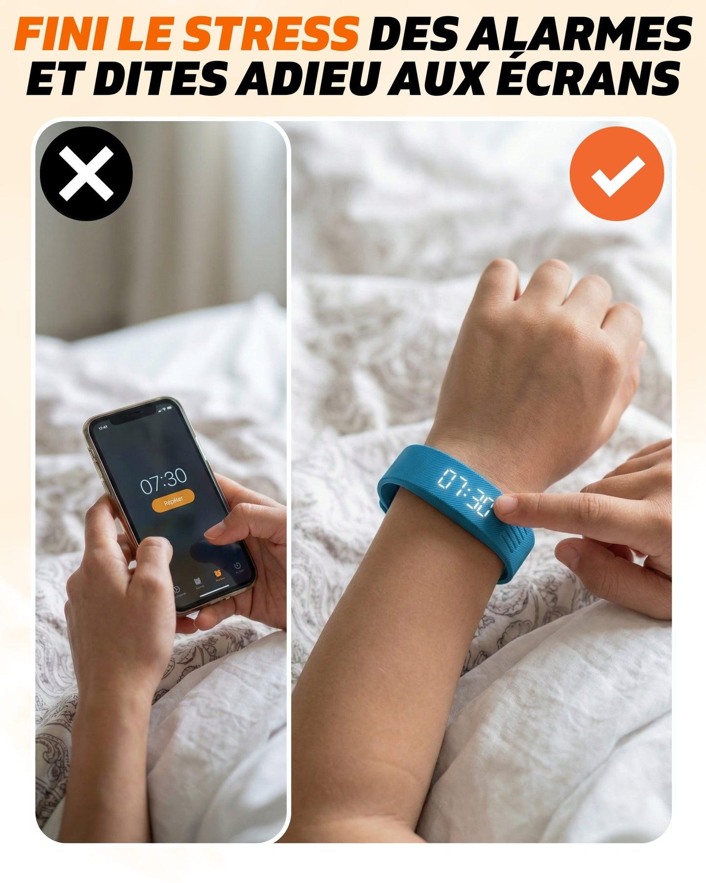 RiseBand™ Bracelet Réveil Vibrant Silencieux
